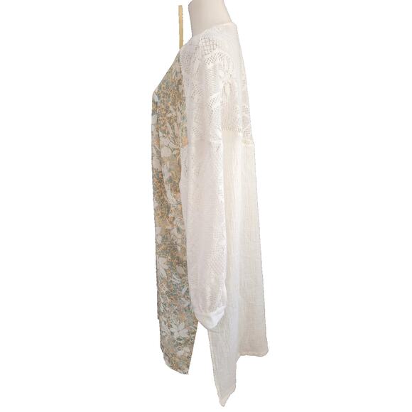 Miss Me Crochet Chiffon Kimono Long Duster Boho & Gauze Crinkle Size Medium New - Picture 4 of 10